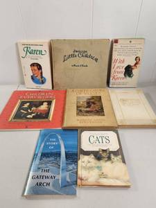 lot 213 image: Lot of 8 Vintage Books Karen, Stories for Little Children, With Love from Karen, Children Everywhere, A Childs Garden of Verses, The Story of the Gateway Arch, Cats