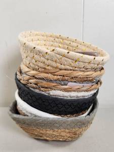 lot 226 image: Woven Basket Set 6 Pieces Mixed Colors