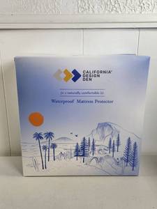 lot 228 image: California Design Den Waterproof Mattress Protector Queen Cooling Jacquard Weave New In Box