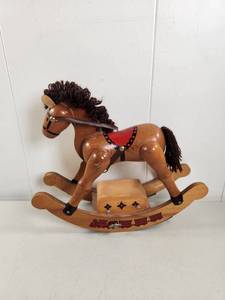 lot 239 image: Enesco Wooden Rocking Horse 1984 Music Box Works