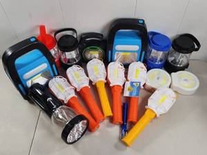 lot 243 image: LED Flashlight and Lantern Lot with Handheld Torches and Camping Lights