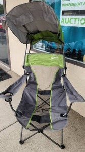 lot 255 image: Kolsus Camping Chair with Canopy Green and Gray Like New