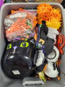 lot 268 image: Halloween Party Supplies Lot Cat Head Bucket Decorations Accessories Big Bundle