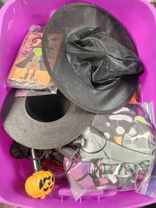 lot 269 image: Halloween Decor Lot Hats Pumpkins Lights and More