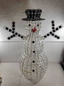 lot 288 image: Decorative Snowman Figure with Clear and Black Beads Top Hat 32 Tall