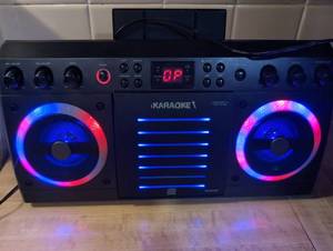 lot 2005 image: Akai Karaoke Boombox with Bluetooth CD Player Dual Speakers LED Lights - no microphone