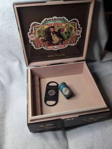 lot 2520 image: My Father Cigars The Judge Cigar Box  Cutter  Pancake Shoppe Cigar Band Matches