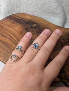 lot 3102 image: Blue Stone Rings with Beaded Details-3 ct
