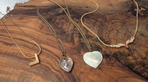 lot 3401 image: Gold Tone Chain Necklaces with Heart Pendants and Gemstone Accents - 4 ct