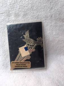 lot 3507 image: 24 Karat Gold Plated Solid Brass Eagle Bookmark American Made