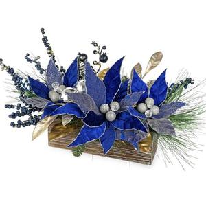 lot 19038 image: Hollyone Poinsettia Flowers Artificial in Pot 14inch Red Poinsettias Christmas Flowers Potted Plants Arrangement with Wood Pot Berries Pine Cone Norfolk Pine for Table Centerpieces Xmas Home Decor REDREFER TO PIC
