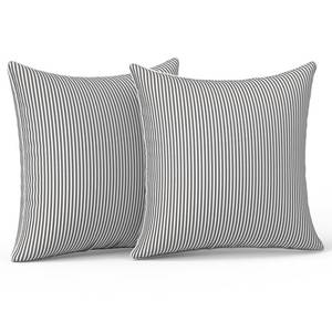 lot 19045 image: LVTXIII OutdoorIndoor Pillow Covers, Patio Fade Resistant Throw Pillow Covers ONLY, Waterproof Farmhouse Accent Cushion Cases for Sofa Patio Couch Decoration 18x18 Set of 2, Strip Grey - Retail $23