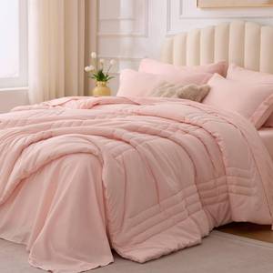 lot 19048 image: Velorose Twin Comforter Set Pink - Bed in a Bag Twin Size 5 Pieces, Soft Bedding Set for All Seasons, Premium College Dorm Comforter Set with Comforter, 1 Sheet, 1 Pillowcase & 1 Sham - Retail $36