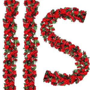lot 19059 image: BSMYBO Artificial Red Rose Flower Garlands 5 PCS 41 FT for Backdrop - Retail $20