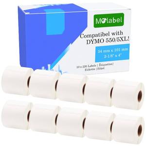 lot 19085 image: Molabel Replacement for DYMO 30323 with chip (2-18 x 4) ShippingName Badge Labels, Compatible with DYMO Labelwriter 450, 4XL, 550,5XL Rollo10 Rolls2200 Labels - Retail $60