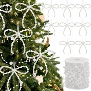 lot 19087 image: Chunful 37 Pcs Pearl Bow Christmas Tree Ornaments Pearl Bow Beads Garland Decorations for Xmas Cake Holiday Wedding Home Decor Crafts - Retail $26