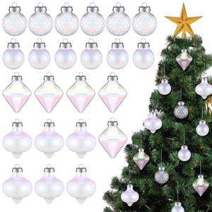 lot 19089 image: Knitgrip 24 Pcs Christmas Iridescent Ornaments Balls Clear Plastic Bubbles Hanging Filled Ornaments Hanging Shatterproof Rainbow Ball Set DIY Craft for Christmas Tree Birthday Wedding Party Decor