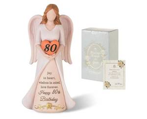 lot 19103 image: Storieme 80th Birthday Angel Figurine Gifts for Women Mom Grandma FriendHand-finished resin with gift-ready package, happy birthday gift for 80 year old woman. Ideal birthday party decorations - Retail $26