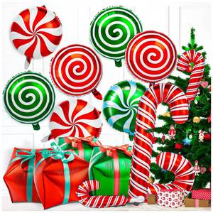 lot 60120 image: 32Pcs Christmas Balloons, Christmas Foil Candy Cane Balloon Mylar