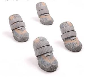 lot 60125 image: Dog Shoes for Large Dogs,Dog paw Protectors, for hot pavements in Summer, Snowy Days in Winter, Outdoor Walking, and Indoor Hard Floors, Woven Breathable Upper (Light Gray, Size 6Width 1.8) - Retail $33