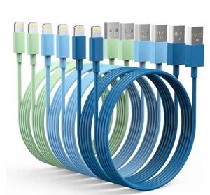 lot 60127 image: 6Pack iPhone Charger (336669 FT) Apple MFi Certified Multiple Colour Lightning Cable Fast Charging High Speed Transfer Cord for iPhone 14 13 12 11 Pro Max XR XS X 8 7 6 Plus SE iPad