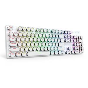 lot 60131 image: Redragon K710 Wireless Typewriter Mechanical Gaming Keyboard, White - Retail $65