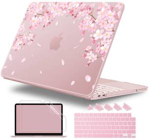 lot 7596 image: Lepeoac 4-in-1 Hard Case for MacBook Neo 13 (A3404), Pink Cherry Blossoms - Retail $27