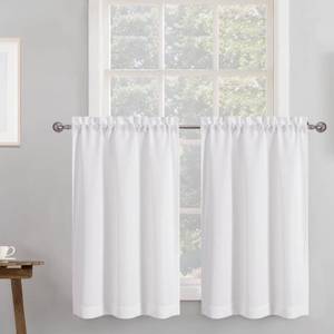 lot 7608 image: Chyhomenyc 2 Panels White Kitchen Curtains 36 Inch Length Tier Curtain