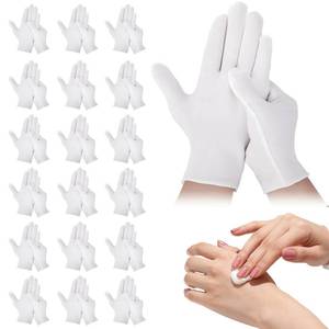lot 7618 image: Bonxaxk 42-Pack White Cotton Gloves, Unisex Soft Sleep Elastic SPA Glove