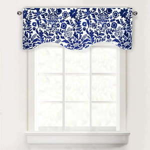 lot 7622 image: DriftAway Julia Scalloped Edge with Selfcord Lined Rod Pocket Room Darkening Single Swag Valance 52 Wx16 L2 Header Navy - Retail $24
