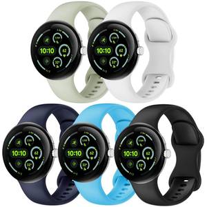 lot 7628 image: Farluya 5 Pack Watch Bands Compatible with Google Pixel Watch 34 45mm,Soft Silicone Durable Sport Waterproof Wristband Replacement Straps for Pixel 34 45mm Smartwatch Accessories Women Men