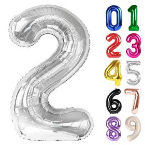 lot 7636 image: 2 Balloon - Silver Birthday Number Balloons, 40 Inch Decorations Men Women