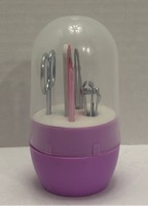 lot 7644 image: Manicure Set with Pink Dome Storage Case