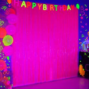 lot 7650 image: Mega-L Glow in The Dark Party Supplies, Neon Photo Backdrop, 2 Pack
