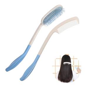 lot 7655 image: Fanwer Long Reach Handled Comb and Hair Brush Set