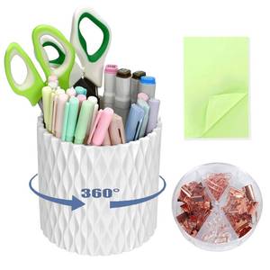 lot 7662 image: Gawsey 3Pcs 360° Rotating Desk Organizers and Accessories with Pen Holder Sticky Note and Clips Set, Desktop Storage Stationery Supplies Organizer, Cute Pencil Cup for Office, School, Dorm Room