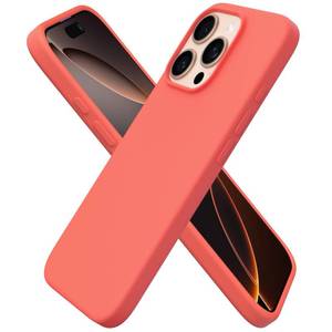 lot 7671 image: ORNARTO for iPhone 16 Pro Case, Liquid Silicone, Coral