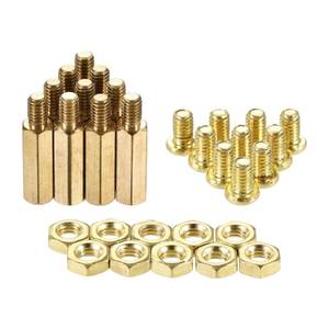 lot 7673 image: uxcell M4 Hex Brass Standoff Spacer 17mm6mm Male-Female Threaded Pillar Screw Nut Kit for PCB Motherboard Computer Circuit Board, 20 Sets