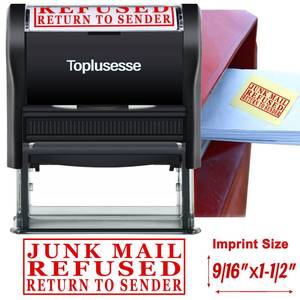 lot 7676 image: Toplusesse Return to Sender Stamp Self Inking Office Rubber Personalized Self Inking Junk Mail Refused Return to Sender Stamp Business Office Supplies-Multi Color Options