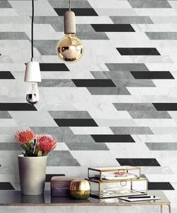 lot 8115 image: Guvana 17.7 x 197 Line Pattern Contact Paper Stripe Peel and Stick Wallpaper Green and White Self Adhesive Removable Wallpaper Modern DIY Wall Paper for Livingroom Cabients Covering
