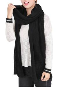 lot 8117 image: Wander Agio Womens Warm Long Shawl Winter Warm Large Scarf Pure Color Black