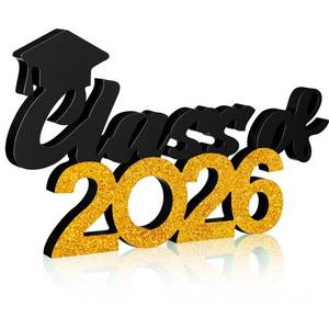lot 8130 image: Class of 2026 Sign Graduation Party Decorations 2026 Grad Photo Booth Prop Graduation Table Centerpieces for Senior Night Decor Signs College High School Party Supplies (Black and Gold)