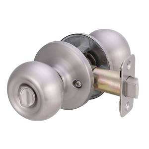 lot 8134 image: Amazon Basics BedroomBathroom Door Knob With Lock, Coastal, Easy to Install, 1-38 to 1-34, Satin Nickel