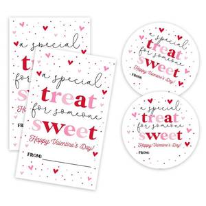 lot 8150 image: Valentines Day Stickers, Treat Sweet Valentines Sticker, 40 Pcs Valentines Day Round & Rectangle Stickers, Valentines Sticker Tags for Gift Packaging Classroom - A02