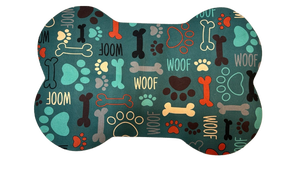 lot 8162 image: Dog Food Mats for Floors Waterproof, Pet Feeding Absorbent Water Bowl Mat Cat Placemats Green Bone Shape 19  12 inch