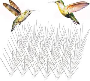 lot 8169 image: GeBot Bird Spikes for Small Birds, Bird Deterrent Spikes Stainless Steel Pigeon Spikes for Fence Roof Mailbox Window (3.3Ft 4 Strips(Uninstalled Spikes)) - Retail $7,274
