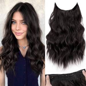 lot 8176 image: KooKaStyle Wavy Invisible Wire & Clip In Hair Extensions Dark Brown6# 16