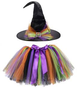 lot 19236 image: Tutu Dreams Adult Halloween Costumes for Women Witch Tutu Skirt Hats Rainbow Scary Party Favors Supplies (Free size, Halloween-2)