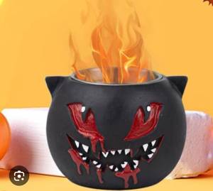 lot 19252 image: Tabletop Fire Pit Bowl Halloween Black Cat