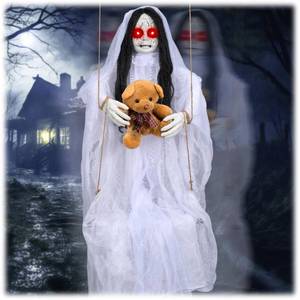 lot 19272 image: 4.9FT Halloween Scary Decorations Outdoor,Hanging Swinging Doll Girl